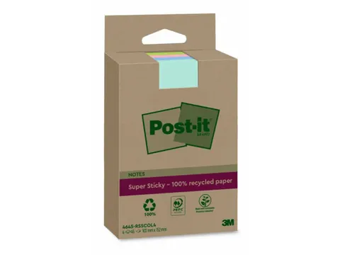 Memoblok 3M Post-it 4645-RSSCOL4 Super Sticky 102x152mm assorti kleur