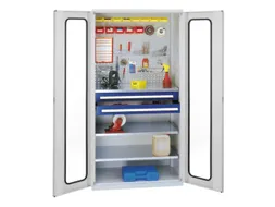 werkplaatskast,HxBxD 1950x1000x600mm,3xStalen bodem,2lade(n),RAL5010
