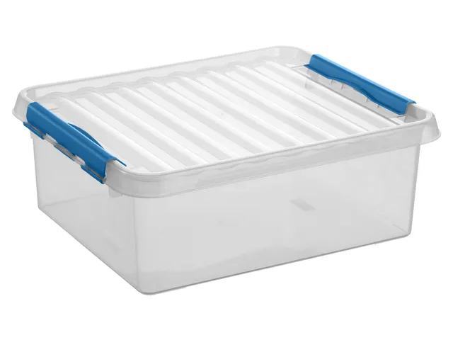 Opbergbox Sunware Q-line 25L transparant/blauw