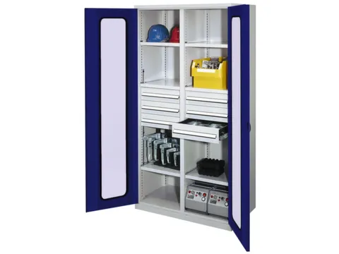 Materiaalkast Scheidingswand 1950x1000x600mm 6legborden 6laden Ral5010