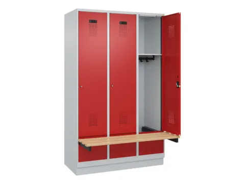locker met bank,HxBxD 1950x1200x815mm,3vak,vak B 400mm,cilinderslot