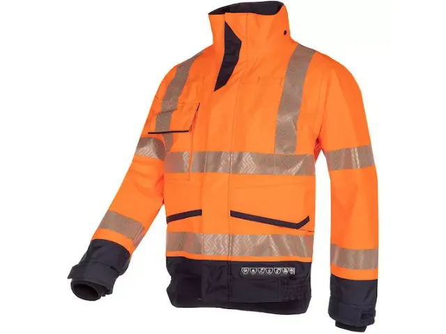 Sioen Frovik 8524 jas, fluo oranje/marineblauw, maat XL, per stuk