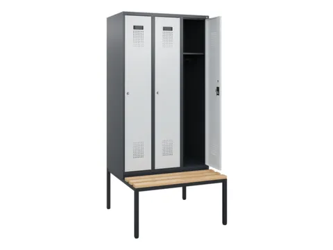 locker met bank,HxBxD 1950x900x815mm,3vak,vak B 300mm,cilinderslot