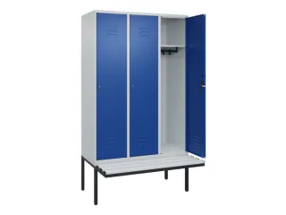 locker met bank,HxBxD 2120x1200x815mm,3vak,vak B 400mm,cil.-slot - 2