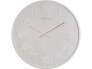 Wandklok Nextime dia. 53 x 3 cm, hout, wit, 'Wood Wood Big' - 1