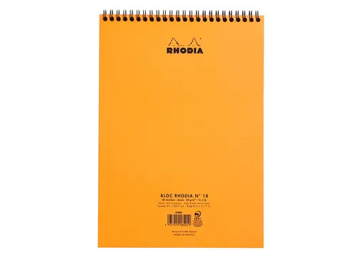Spiraalblok Rhodia A4 lijn 160 pagina's 80gr oranje