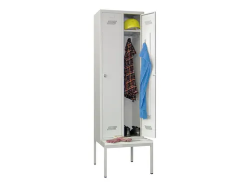 locker met bank,HxBxD 2150x600x500mm,2vak,RAL7035,front RAL7035