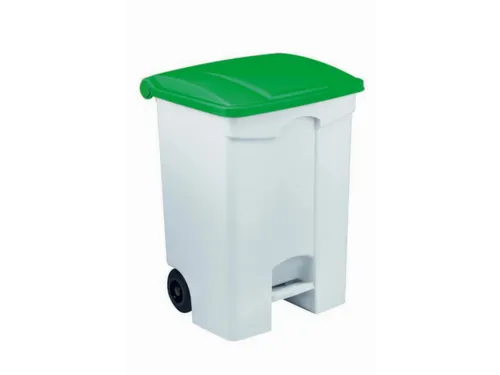Contitop,mobiele afvalbak met pedaal 70L wit/groen