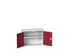 wandkast 600x800x350mm 1xStalen bodem sokkel Ral 7035 front Ral 3004