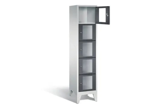 Lockerkast 1850x420x500mm 1x5 vakken Cilinderslot Poten, RAL7021