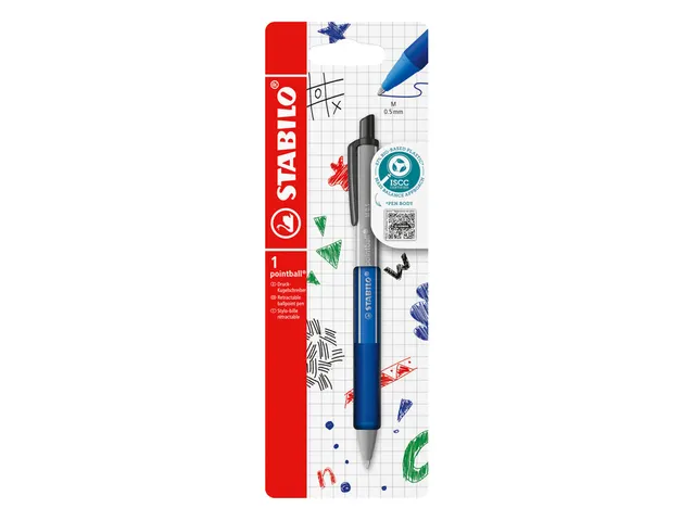 Stylo bille STABILO pointball Colorful Medium bleu blister 1 pièce