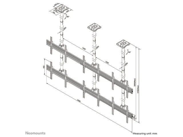 Neomounts NMPRO-C32 Videowall plafondbeugel 6 schermen - 32-55 inch -