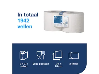 Poetsrol Tork 2-laags Wit 129262 Basic Combi rol W1/2 multifunctioneel - 7