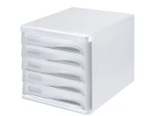 ladeblok,5lade(n),HxBxD 250x265x340mm,kunststof,wit,laden grijs - 1