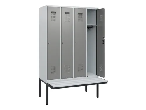 locker met bank,HxBxD 1950x1200x815mm,4vak,vak B 300mm,cilinderslot