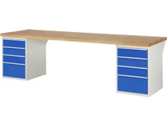 werkbank,HxBxD 890x3000x900mm,beukblad,draagverm. 750kg,2containers