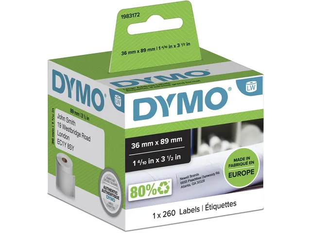 Etiket Dymo 99831 labelwriter 36x89mm adreslabel 260stuks 1983172