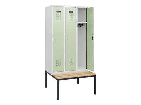 locker met bank,HxBxD 1950x900x815mm,3vak,vak B 300mm,cilinderslot