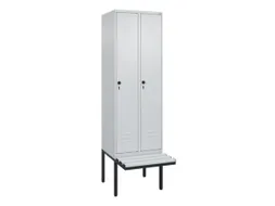 locker met bank,HxBxD 2120x600x815mm,2vak,vak B 300mm,draaigrendel