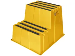 opstapje,bordes H 500mm,2treden m. antislipmatten,HDPE,geel