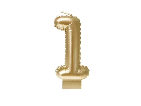 Verjaardagskaars cijfer 1 Folieballon Goud 10cm