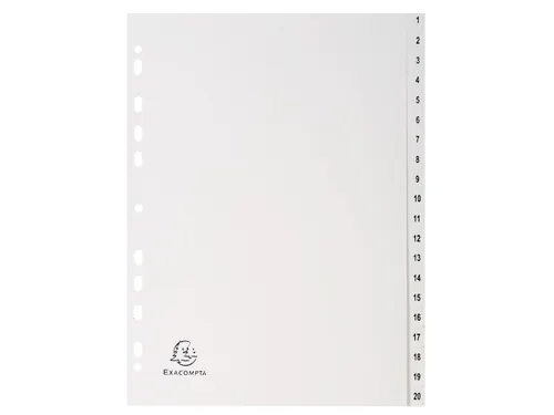 Tab. gerecycled PP A 4 bedrukt 1-20 grijs
