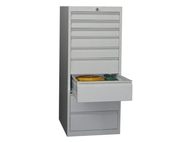 ladekast,HxBxD 1200x500x600mm,9lade(n),cil.-slot,RAL7035,front RAL3000