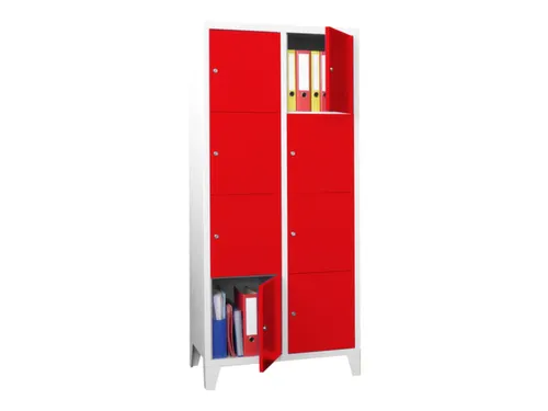 lockerkast,HxBxD 1850x800x500mm,2x4vakken,RAL7035,front RAL3000