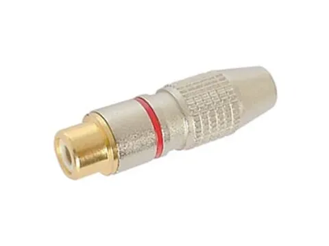 Vrouwelijke Rca Plug - Verguld Contact - Rood
