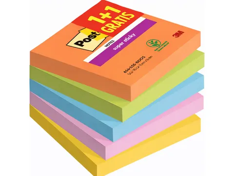 Memoblok 3M Post-it 654 Super Sticky 76x76mm BOOST 1+1 Gratis