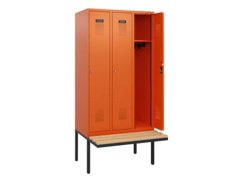 locker met bank,HxBxD 1950x900x815mm,3vak,vak B 300mm,cilinderslot