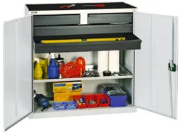Gereedschapskast Hxbxd 1000x1000x513mm 1legbord 4laden Ral7035