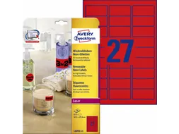 Gekleurde etiketten Avery Zweckform 63.5x29.6mm Neon Rood 675 Stuks