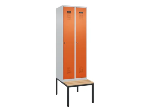 locker met bank,HxBxD 2120x600x815mm,2vak,vak B 300mm,cilinderslot