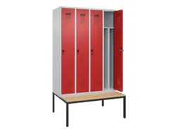 locker met bank,voor scheiding van kleding,HxBxD 2120x1200x815mm,4vak