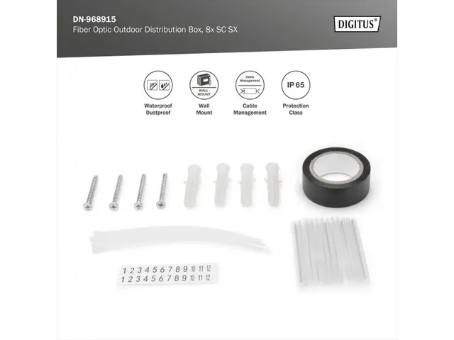 Glasvezel verdeelkast voor buitengebruik 8x SC SX/LC DX 53x148x243 mm