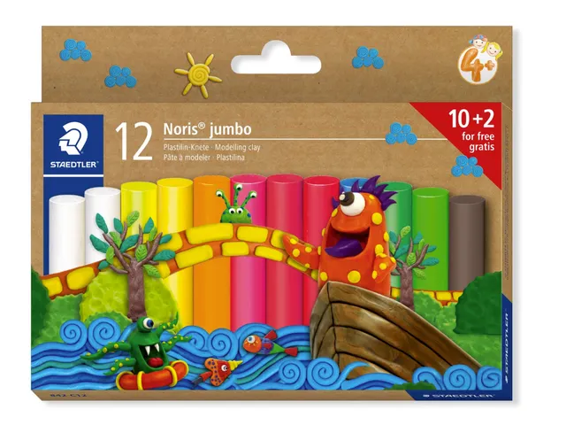 Boetseerklei Staedtler Noris jumbo set 12 kleuren
