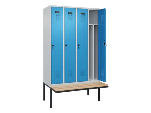 locker met bank,voor scheiding van kleding,HxBxD 2120x1200x815mm,4vak