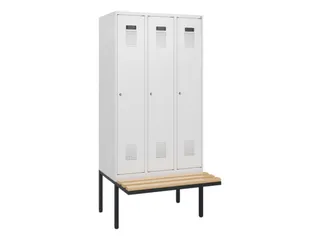 locker met bank,HxBxD 1950x900x815mm,3vak,vak B 300mm,cilinderslot - 2
