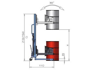 Verrijdbare Vatenheffer,Draagverm. 300Kg,Grijpsysteem M. Prismabekken - 2