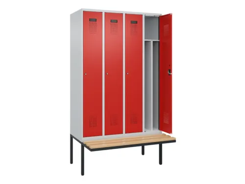 locker met bank,voor scheiding van kleding,HxBxD 2120x1200x815mm,4vak
