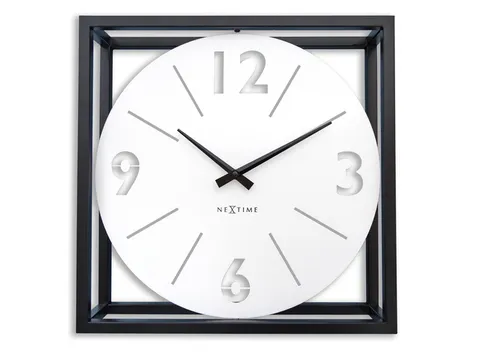 Tafel/wandklok NeXtime Time Frame 40x40cm wit metaal