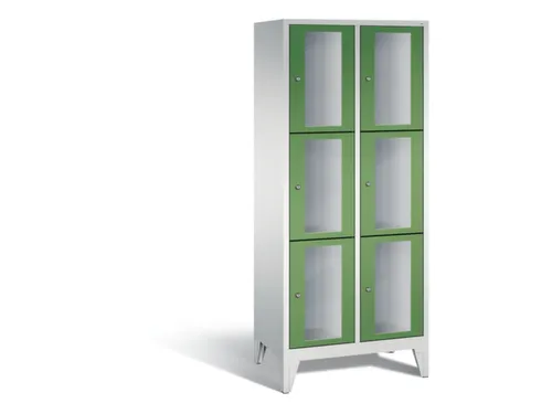 lockerkast 1850x810x500mm 2x3 vakken Cilinderslot Poten, RAL6011