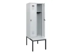 locker met bank,HxBxD 1950x600x815mm,2vak,vak B 300mm,draaigrendel