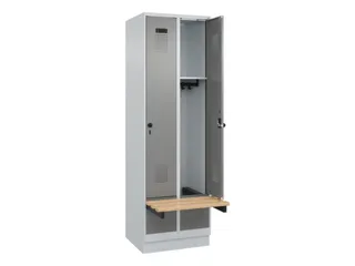 locker met bank,HxBxD 1950x600x815mm,2vak,vak B 300mm,draaigrendel - 1