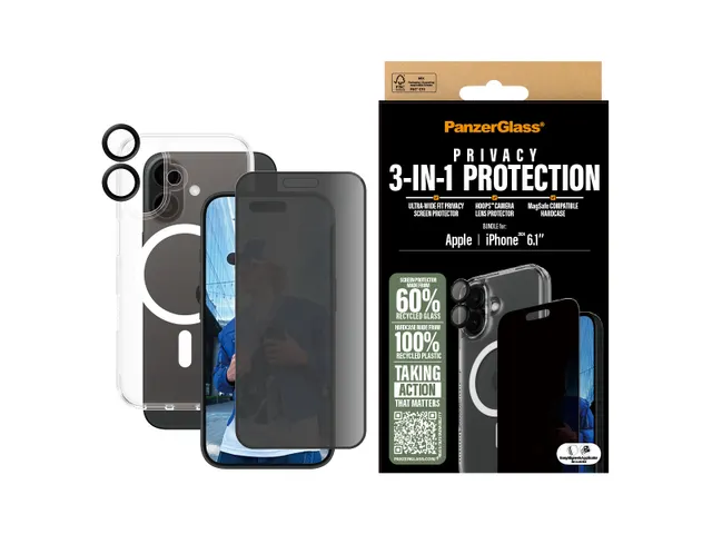 PanzerGlass 3-in-1 Privacy Protection Bundle iPhone 16, Apple, Appl