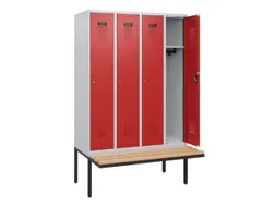 locker met bank,HxBxD 1950x1200x815mm,4vak,vak B 300mm,cilinderslot