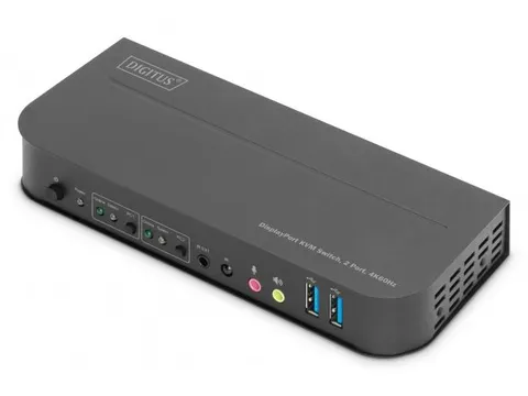 KVM-switch Zwart 2-poorts 4K60Hz 2xDP in, 1 x DP/HDMI uit