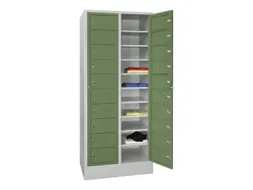 Wasgoedkast 1850x770x500 2x10 Vakken Sokkel Ral7035 Front Ral6011