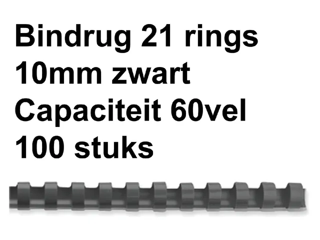 Bindrug GBC 10mm 21-rings A4 zwart 100stuks